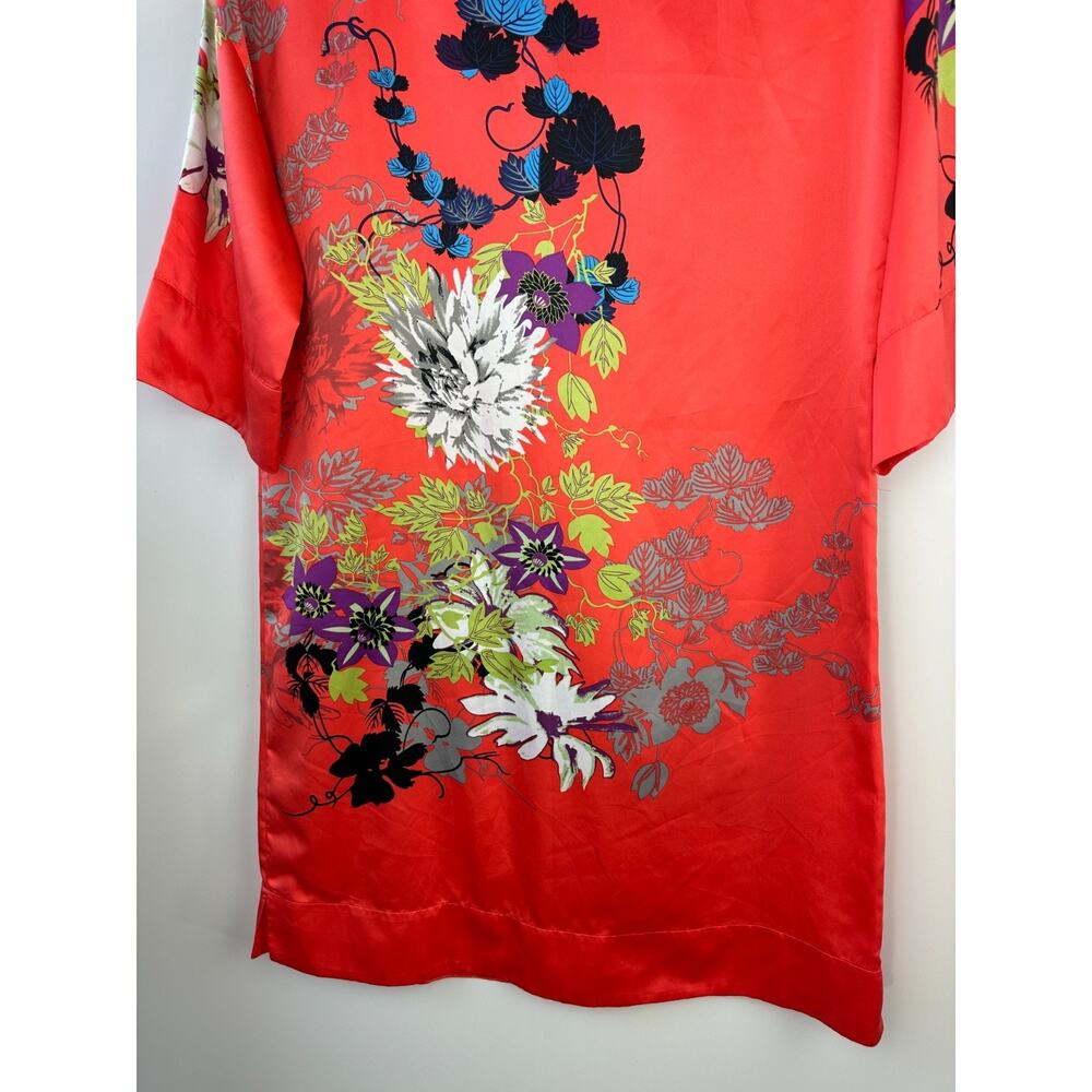Soft Surroundings Floral Asian Inspired Kimono Drop Shoulder Satin Dress Small - Picture 13 of 15